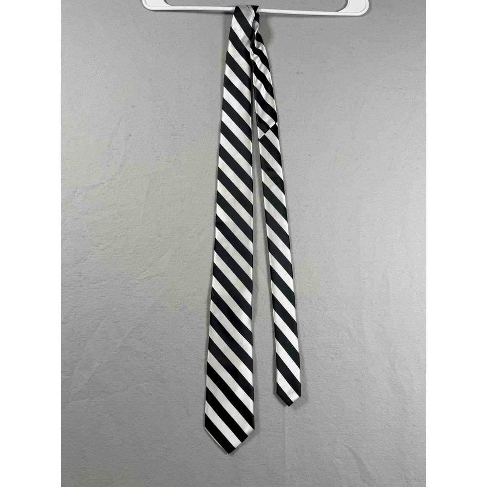 Stacy Adams Men's Necktie One Size Black Silver Striped Microfiber Formal Tie